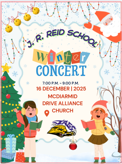 J.R. Reid Winter Concert December 16th 7:00 - 9:00 at McDiarmid Drive Alliance Church