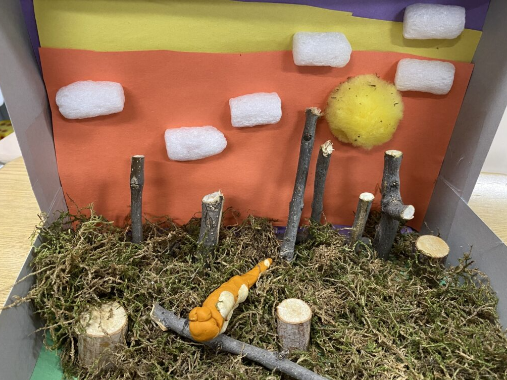 Clay fox in it's habitat - forest