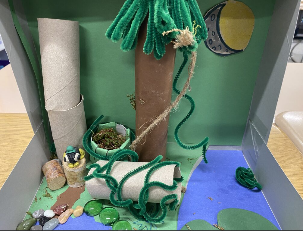 Clay frog in it's habitat - pond