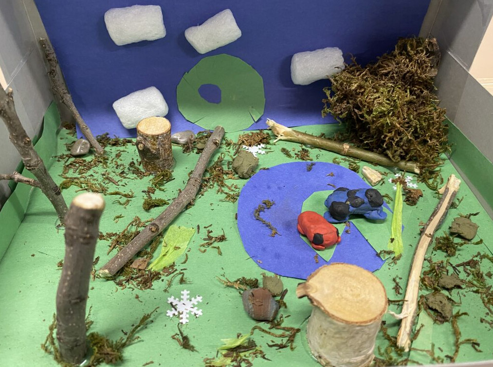 Clay frog in it's habitat - pond