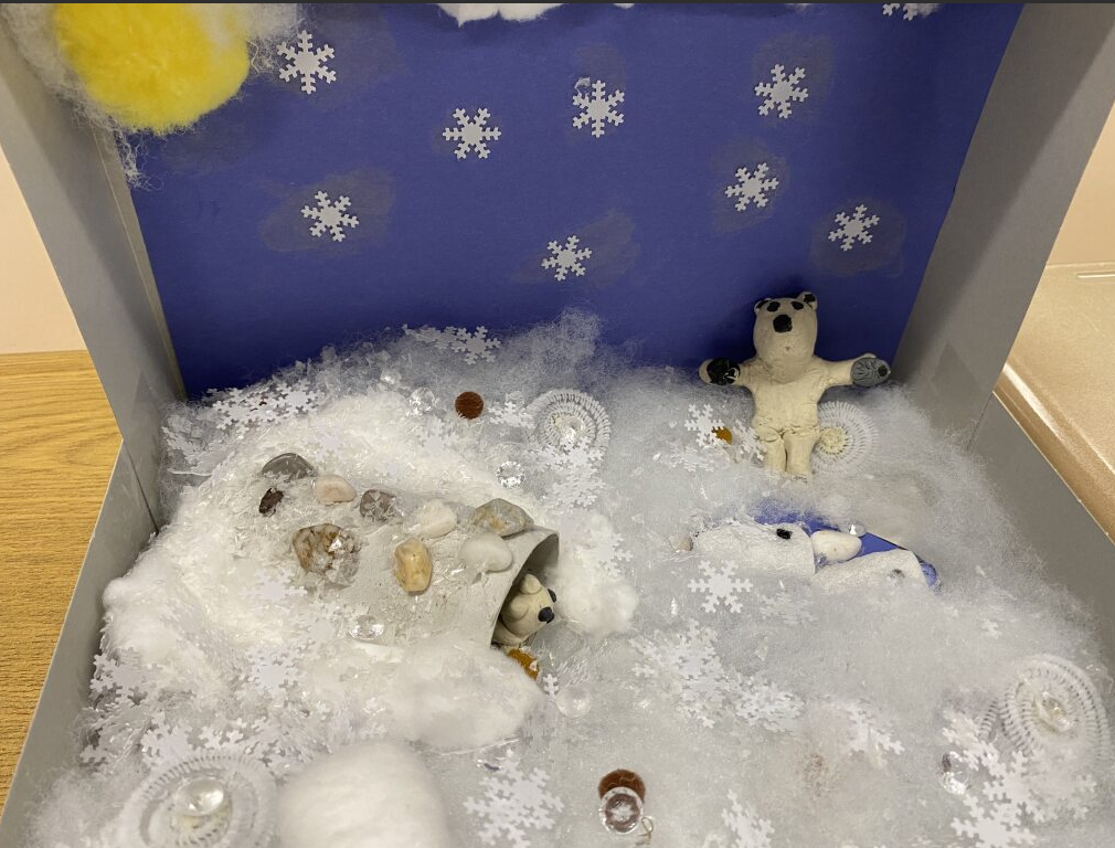 Clay polar bear in it's habitat - snowy plains