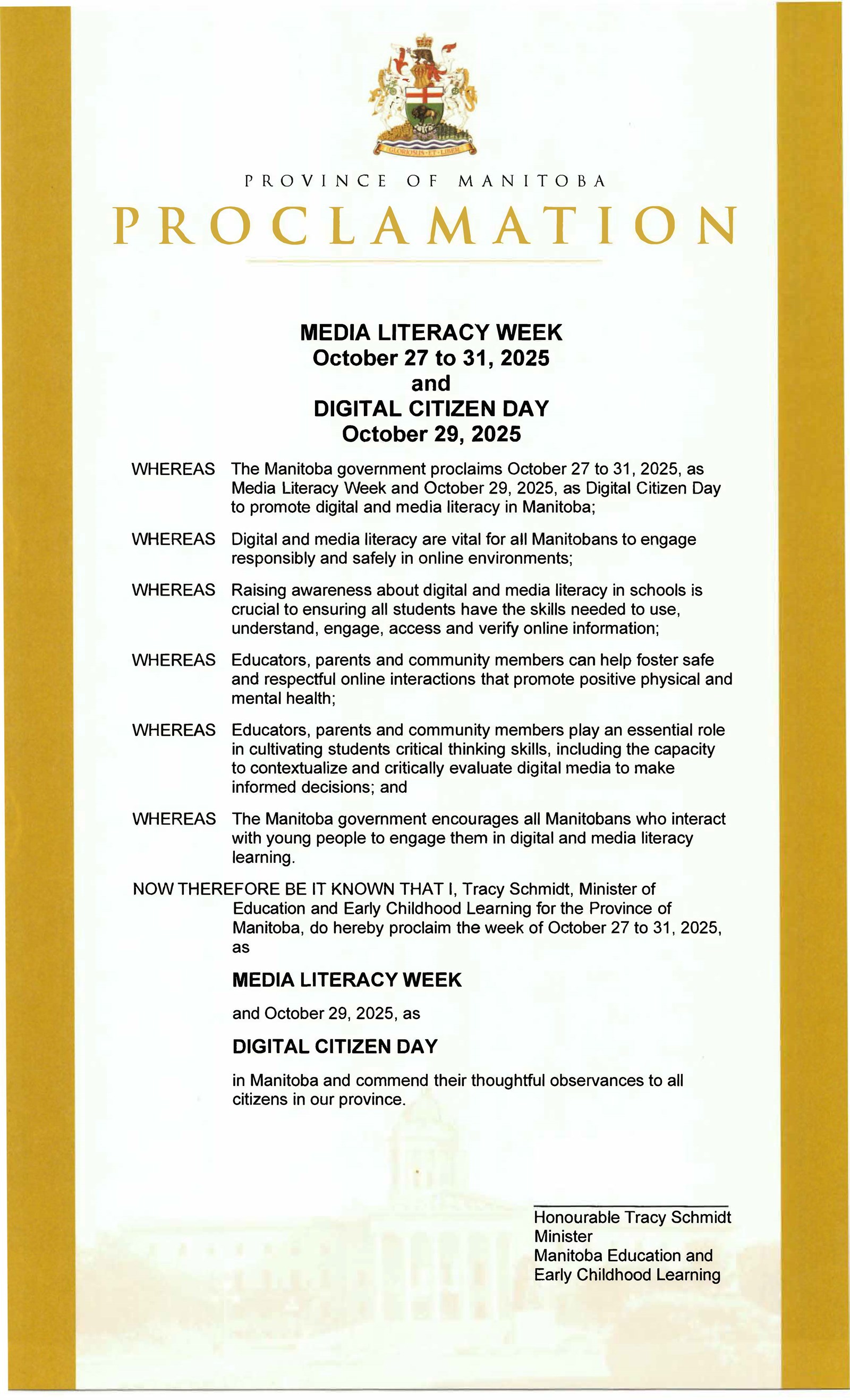 Media Literacy Week (October 27-31, 2025) and Digital Citizen Day (October 29, 2025) Proclamation (English)