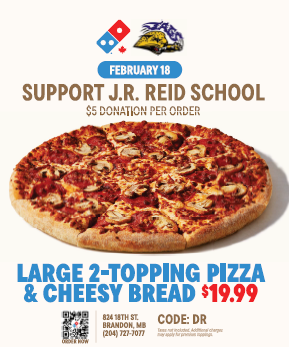 Picture of Pizza: If you are considering ordering pizza on Wednesday, February 18th for supper make it Dominoes! If you order a large, two topping pizza with cheesy bread and use code DR -  $5.00 from each order will get them closer to bringing swings to the playground! 