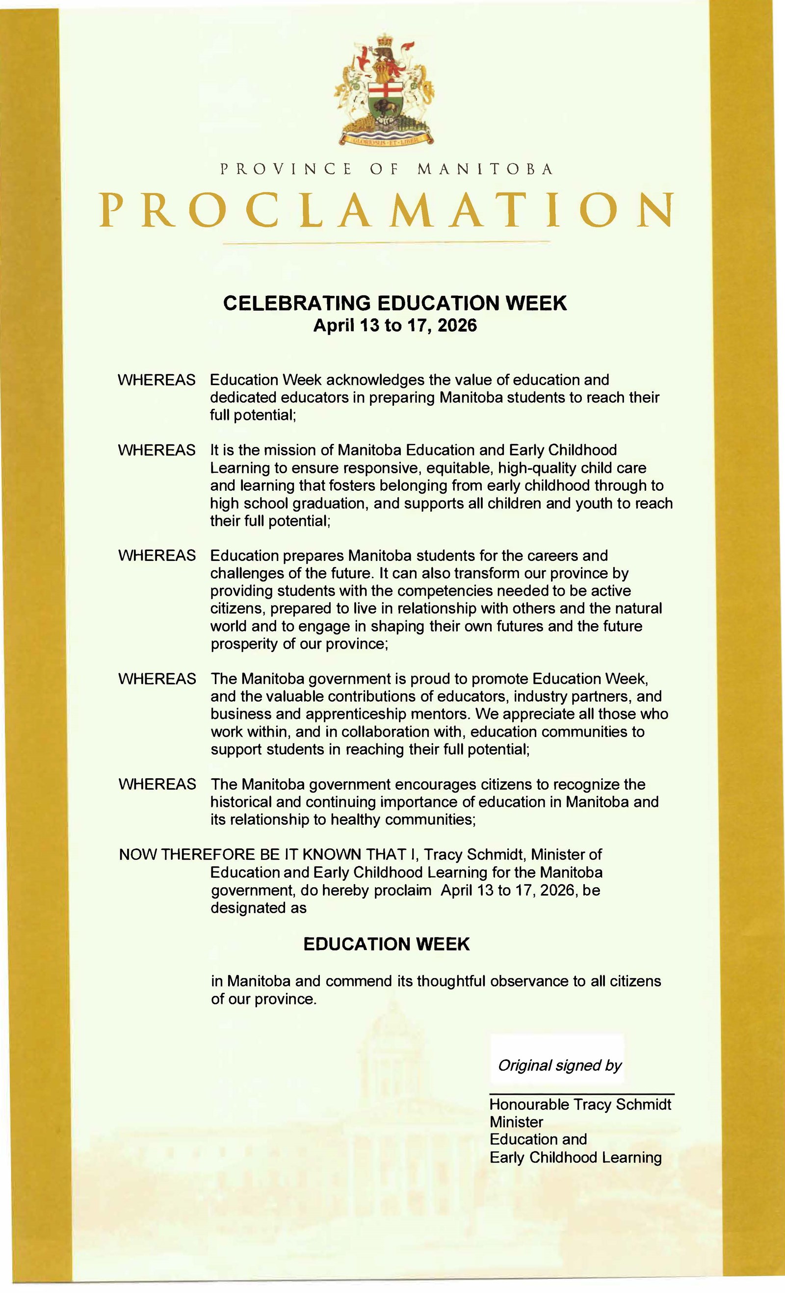 Celebrating Education Week (ENG Proclamation)
