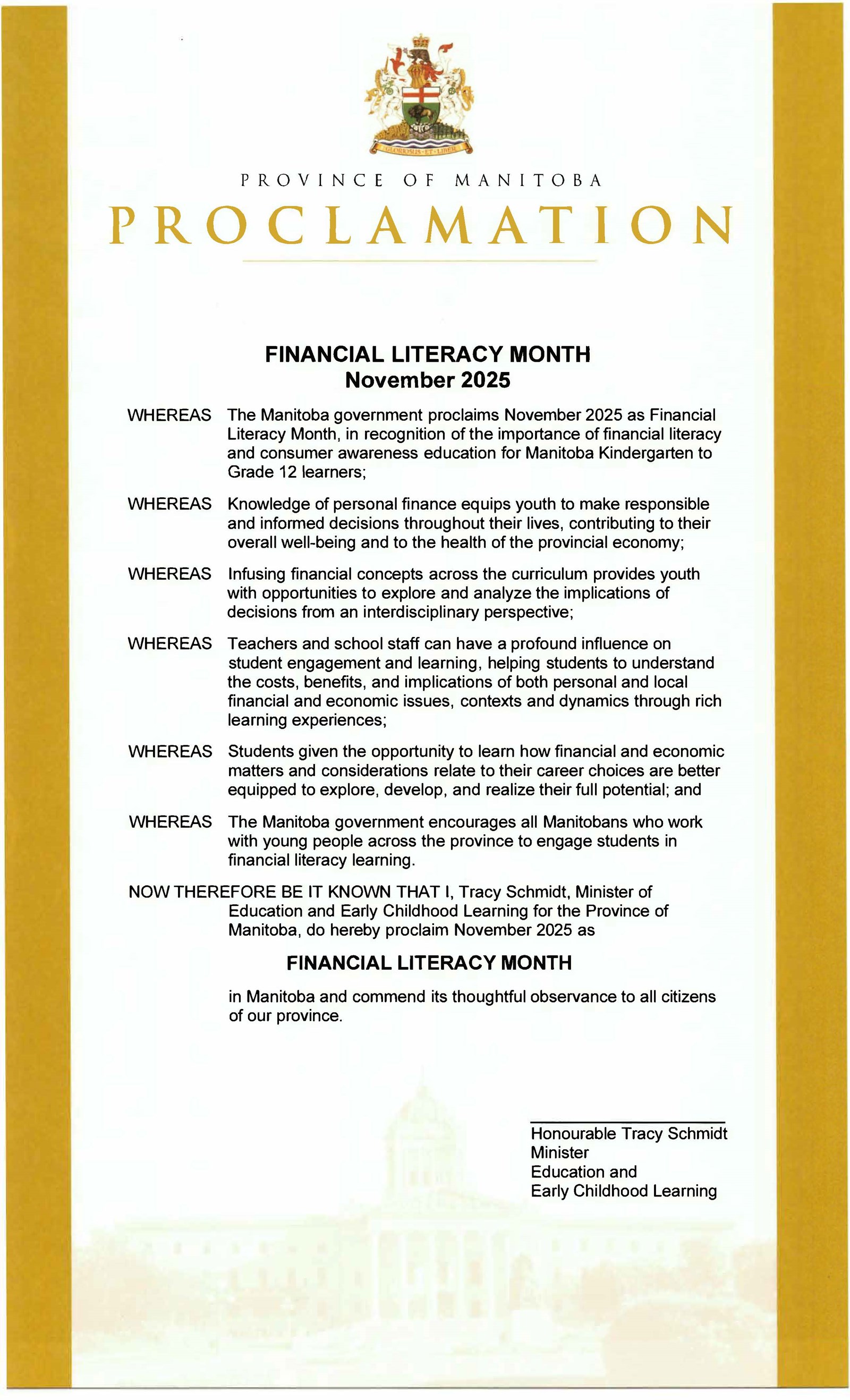 Financial Literacy Month Proclamation (English - opens in new tab)