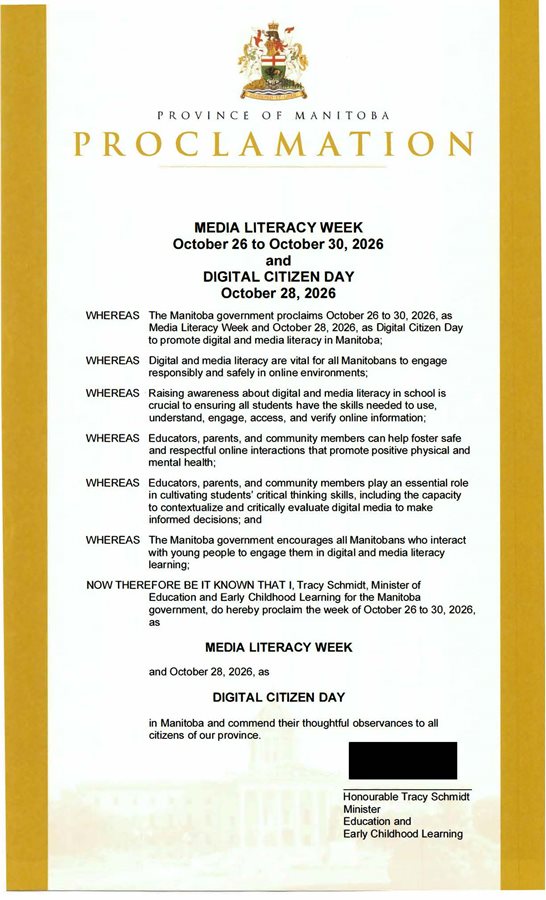 Media Literacy Week & Digital Citizen Day Proclamation (English - opens in new tab)