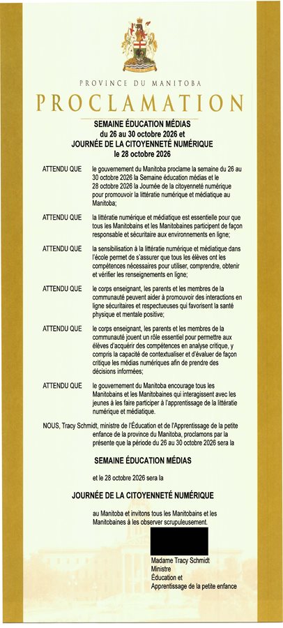 Media Literacy Week & Digital Citizen Day Proclamation (French - opens in new tab)