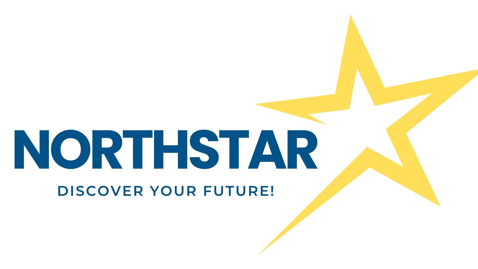 Logo featuring bold blue text "NORTHSTAR" with smaller tagline "DISCOVER YOUR FUTURE!" below it. A large yellow star with a white center is positioned to the right, symbolizing guidance and aspiration.